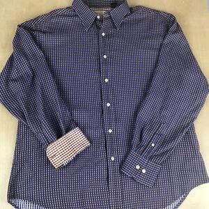 Robert Graham Mens XL Checkered Button Up Long Sleeve Reversible Cuff Shirt
